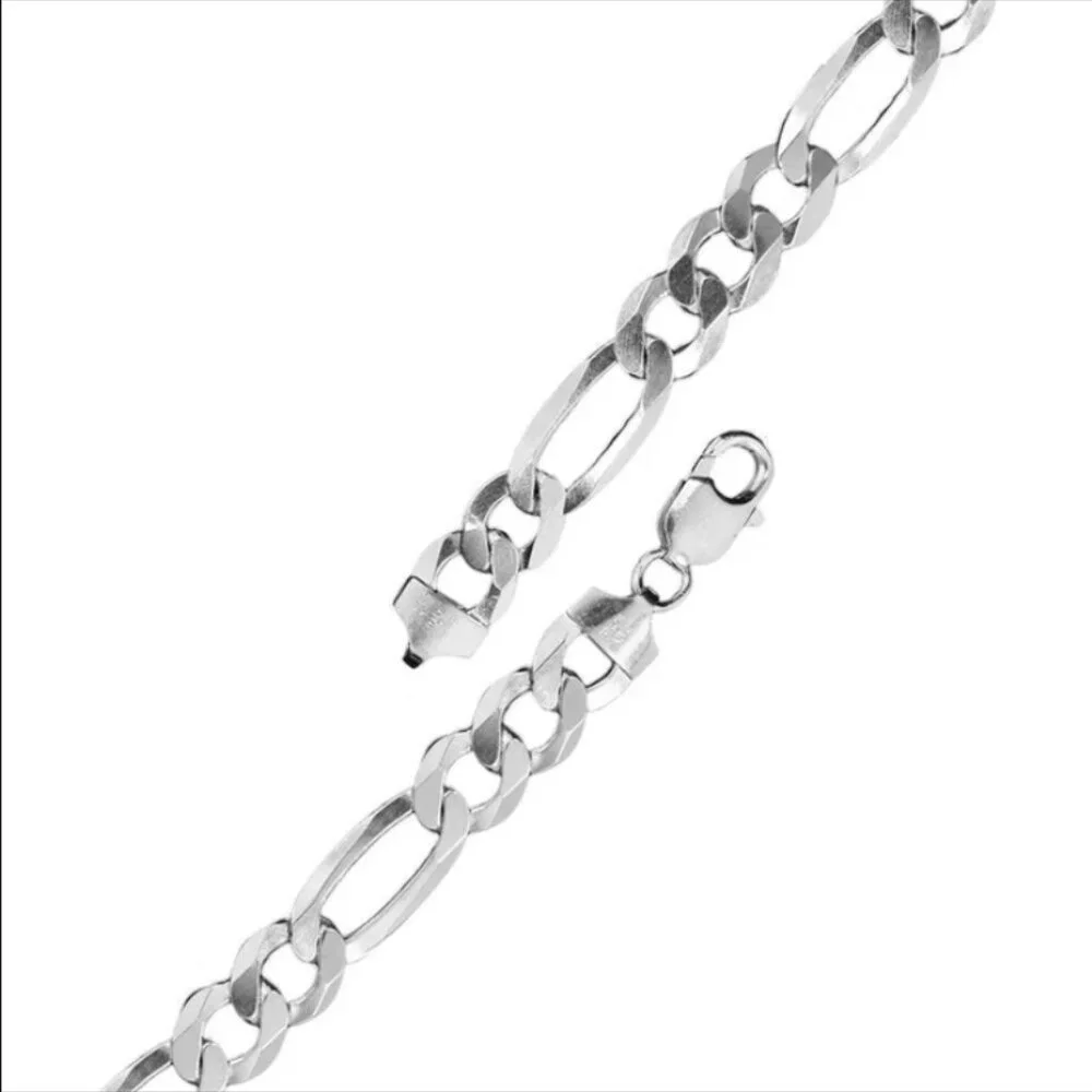 Sterling Silver 925 High Polish Figaro Bracelet 5mm 7 inches